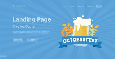 concept de conception site web de la page de destination de l'oktober fest - vecteur