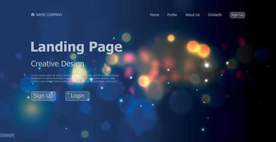 design concept abstract bokeh background landing page site web - vecteur