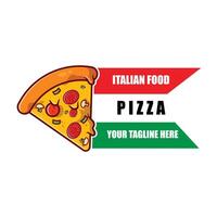 création vectorielle de pizza food logo originaire d'italie, faite de blé et de légumes, adaptée aux autocollants, flayers, arrière-plans, sérigraphie, entreprises alimentaires vecteur