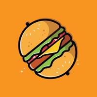 création d'arrière-plan vectoriel du logo burger food, faite de pain, de légumes et de viande. convient aux entreprises, à la sérigraphie, aux autocollants, aux bannières, aux écorcheurs