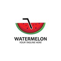 illustration vectorielle du logo de fruit de pastèque de fruits frais rouge, disponible sur le marché, conception de sérigraphie, autocollant, bannière, entreprise de fruits vecteur