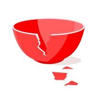 illustration de vecteur de conception de style plat bol cassé rouge isolé sur fond blanc.