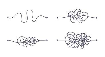 manière simple et complexe du début à la fin de l'ensemble d'illustrations vectorielles. vecteur