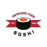 vecteur japonais de logo de nourriture de sushi, avec une variété de viande de fruits de mer, conception de fond adaptée aux autocollants, sérigraphie, bannières, écorcheurs, entreprises