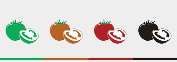 ensemble coloré de tomates - illustrations vectorielles dessinées à la main pour le logo de dessin animé alimentaire - isolé sur fond blanc vecteur