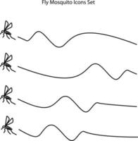 jeu d'icônes de ligne plate de moustique. symbole vectoriel de lutte contre les insectes, illustration plate simple pour site Web ou application mobile.