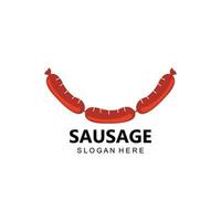 symbole de vecteur de logo de saucisse grillée, viande de barbecue, concept rétro