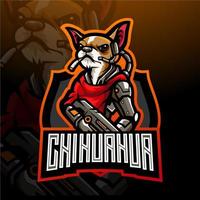 le chien de chihuahua esport logo mascotte design. vecteur