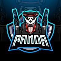 conception de mascotte de logo esport panda mafia vecteur