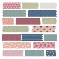 motif pastel vintage washi tape papier déchiré avec clip art coloré déchiré pour autocollant ou texture stationnaire vecteur