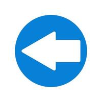 direction gauche flèche bleue en signe industriel rond, vecteur d'étiquette de navigation