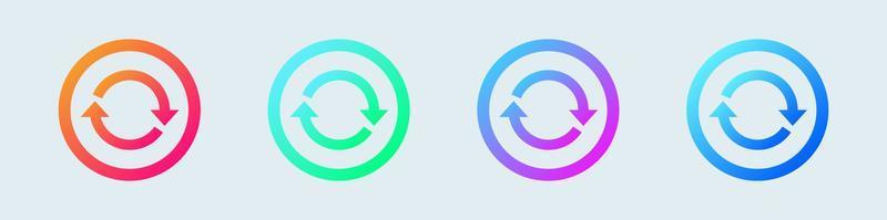 icône de mise à jour ou de synchronisation en dégradé de couleur. faire pivoter le symbole de la flèche. vecteur