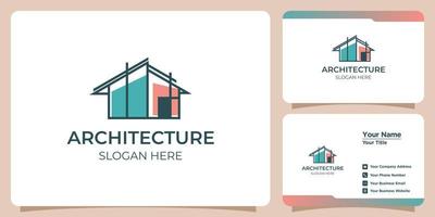 logo d'architecte minimaliste concept de style d'art en ligne créatif et carte de visite vecteur