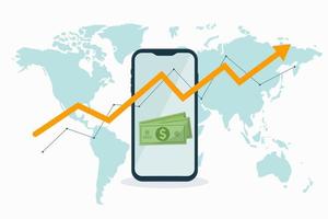 comptes de trésorerie. courbe de croissance en dollars. vecteur