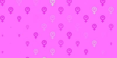 texture vecteur violet clair avec des symboles des droits des femmes.