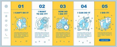 concept de motivation onboarding modèle de vecteur d'écran de page d'application mobile. Je ne peux pas le faire, je veux le faire en suivant les étapes du site Web avec des illustrations linéaires. concept d'interface de smartphone ux, ui, gui