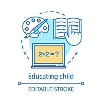 éduquer l'icône de concept d'enfant. illustration de fine ligne d'idée d'éducation. arts, matières mathématiques. après les cours scolaires. lisant un livre. connaissance. apprentissage. dessin de contour isolé de vecteur. trait modifiable vecteur