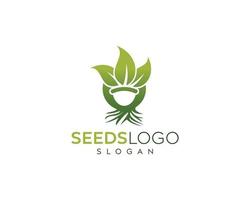 création de logo de graines naturelles fraîches vertes-création de logo vectoriel de graines naturelles