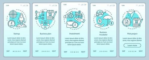 écran de page d'application mobile d'intégration de l'industrie commerciale avec des concepts linéaires. démarrage, lancement du projet pas à pas instructions graphiques. ux, ui, modèle vectoriel gui avec illustrations