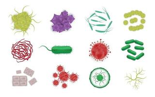 les bactéries façonnent des icônes réalistes vecteur