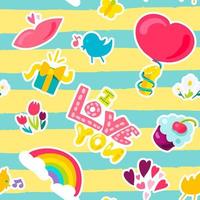 patch d'amour romantique de vecteur dans le style doodle