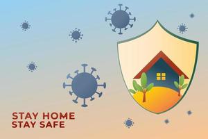 rester à la maison peut vous protéger de l'illustration vectorielle de propagation du coronavirus. combattre la bannière covid-19. vecteur