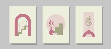 affiches minimalistes abstraites avec des vases vecteur