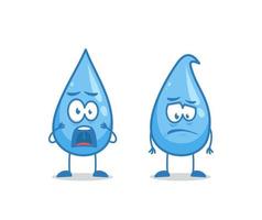 choc effrayé et déçu goutte d'eau personnage de dessin animé humanisé illustration vectorielle mascotte pour la journée mondiale de l'eau vecteur