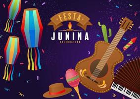 affiche festa junina festival de juin. vecteur