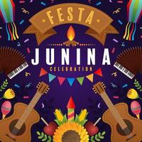 affiche festa junina festival de juin. vecteur