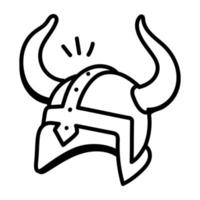 une icône de conception de doodle crâne viking vecteur