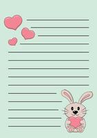 liste de joues avec lapin et coeur de dessin animé mignon vecteur