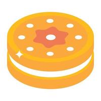 icône isométrique moderne de biscuit à la crème vecteur