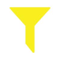 icône solide de filtre vecteur jaune eps10 dans un style simple et plat à la mode isolé sur fond blanc