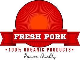 modèle de logo de produit biologique de porc frais vecteur