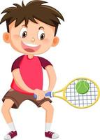 dessin animé de joueur de tennis garçon mignon vecteur