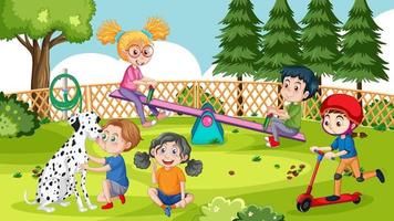 enfants heureux jouant à l'aire de jeux vecteur