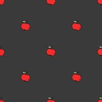 motif pommes. motif de doodle sans couture avec des pommes rouges. illustration vectorielle avec des pommes rouges sur fond gris vecteur