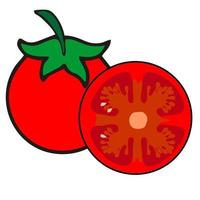 tomates isolés sur fond blanc. illustration de dessin animé de vecteur. légumes rouges frais végétariens, aliments biologiques sains végétaliens vecteur