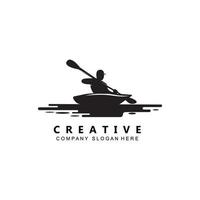 vecteur d'icône de logo de pagaie de bateau de kayak, concept rétro