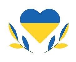 drapeau ukraine coeur et feuilles d'arbres emblème national europe symbole abstrait conception d'illustration vectorielle vecteur