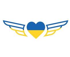 Ailes du drapeau de l'ukraine et emblème du coeur europe nationale symbole abstrait conception d'illustration vectorielle vecteur