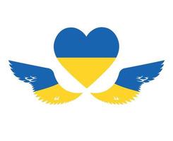 drapeau des ailes de l'ukraine et symbole de l'emblème du coeur europe nationale conception d'illustration vectorielle abstraite vecteur