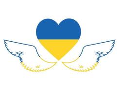 ukraine drapeau coeur et ailes emblème symbole national europe abstract vector illustration design