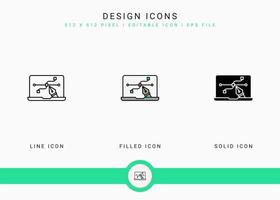 les icônes de conception définissent une illustration vectorielle avec un style de ligne d'icône solide. concept d'art de palette de couleurs. icône de trait modifiable sur fond isolé pour la conception Web, l'interface utilisateur et l'application mobile vecteur