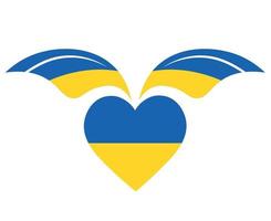 ailes ukraine drapeau et coeur emblème national europe symbole abstrait conception d'illustration vectorielle vecteur
