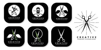 outil de coiffure ciseaux logo icône arrière-plan symbole vecteur