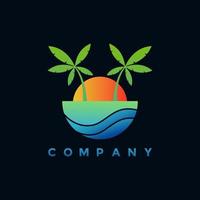 illustration de conception de logo de plage tropicale moderne vecteur