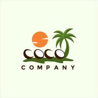 illustration de conception de logo moderne île de noix de coco tropicale vecteur