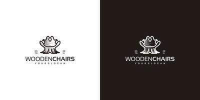 logo de chaise créative avec bûches vecteur